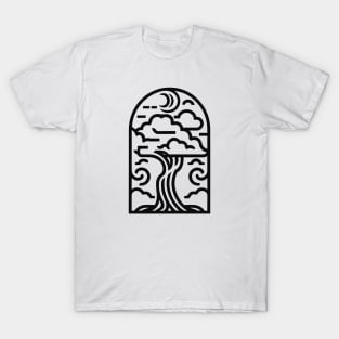 Cloud Tree and Moon (White) T-Shirt